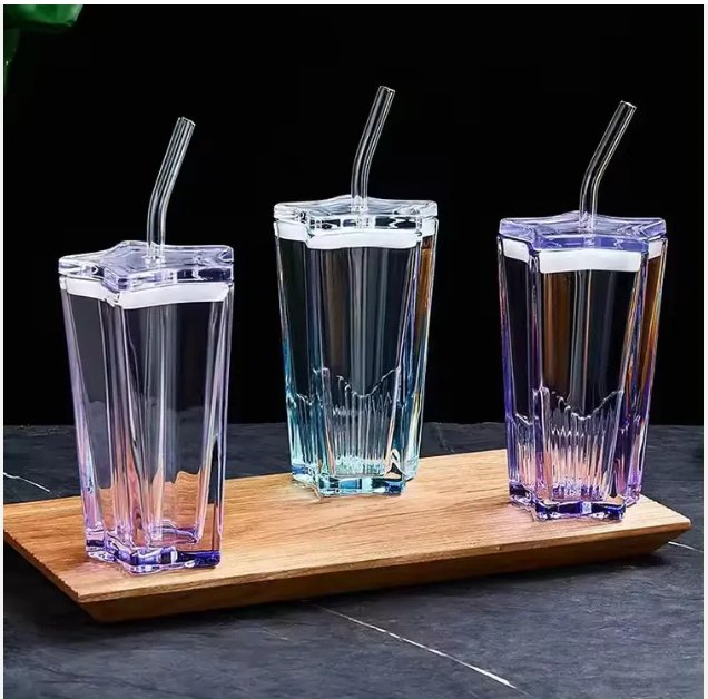 Glass Tumbler Mug with Lid